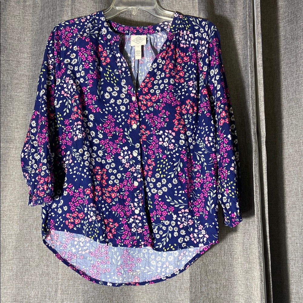 St. John's Bay Floral Buttoned Blouse